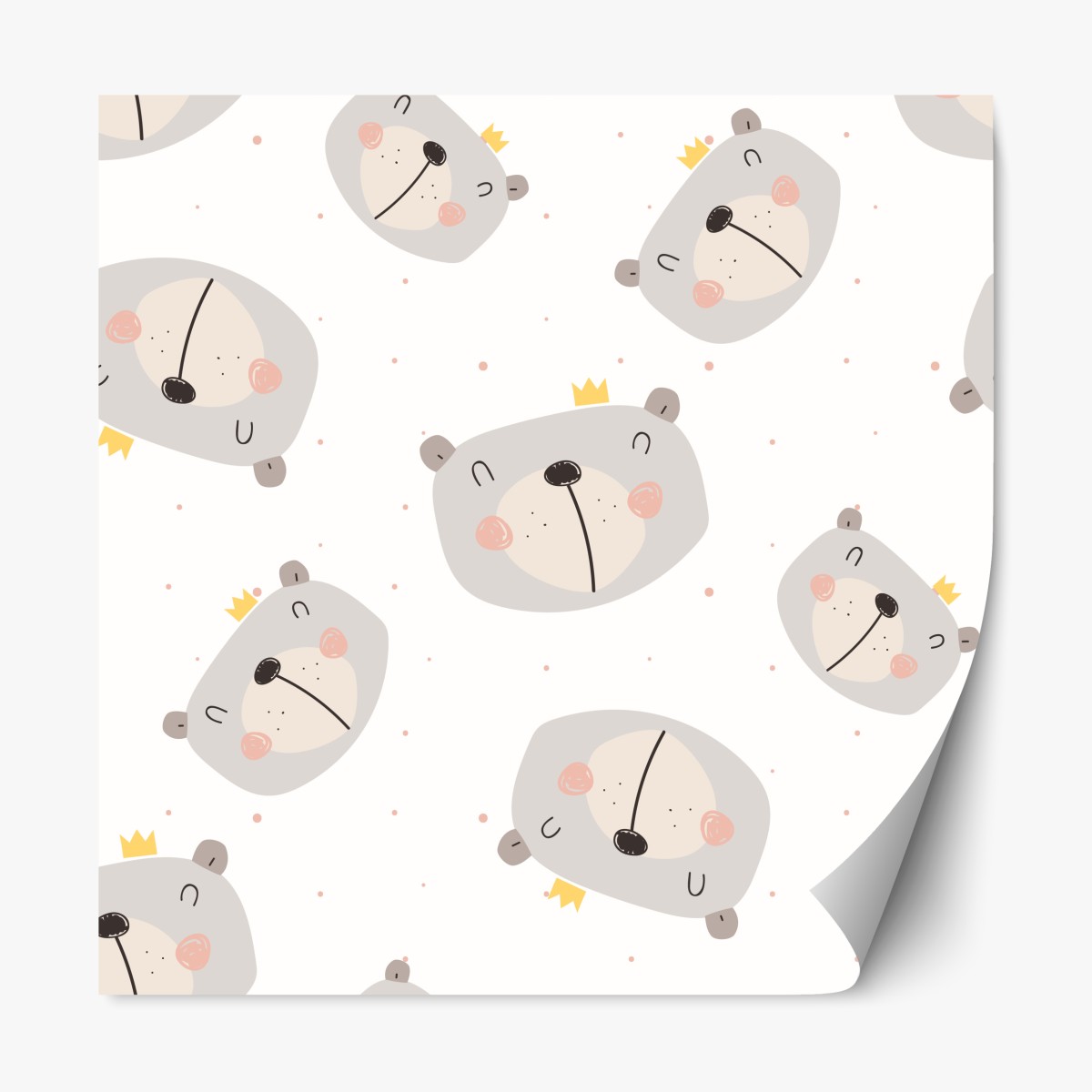Repositionable sticker sleepy bear nursery pattern