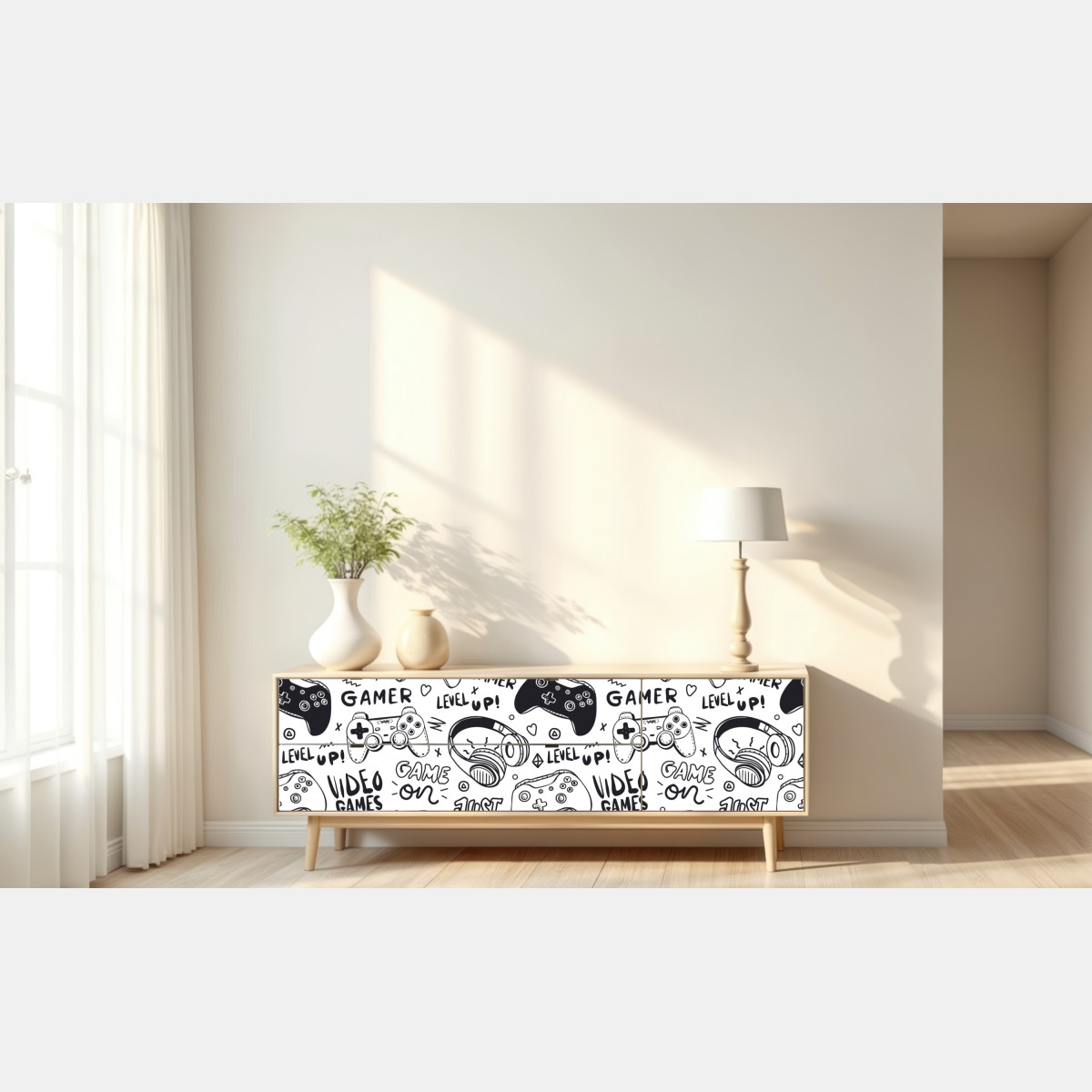 Naklejka repozycjonowalna wzór gier wideo z kontrolerami – Wallissimo® Naklejka repozycjonowalna wzór gier wideo z kontrolerami – Wallissimo®