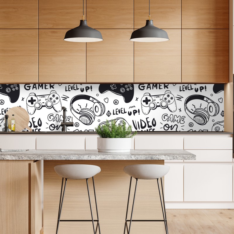 Naklejka repozycjonowalna wzór gier wideo z kontrolerami – Wallissimo® Naklejka repozycjonowalna wzór gier wideo z kontrolerami – Wallissimo®