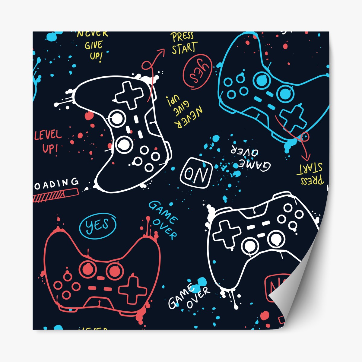 Repositionable sticker colorful gaming controller pattern