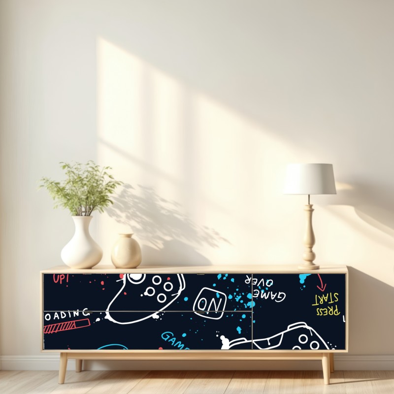 Naklejka repozycjonowalna kolorowy wzór kontrolerów do gier – Wallissimo® Naklejka repozycjonowalna kolorowy wzór kontrolerów do gier – Wallissimo®