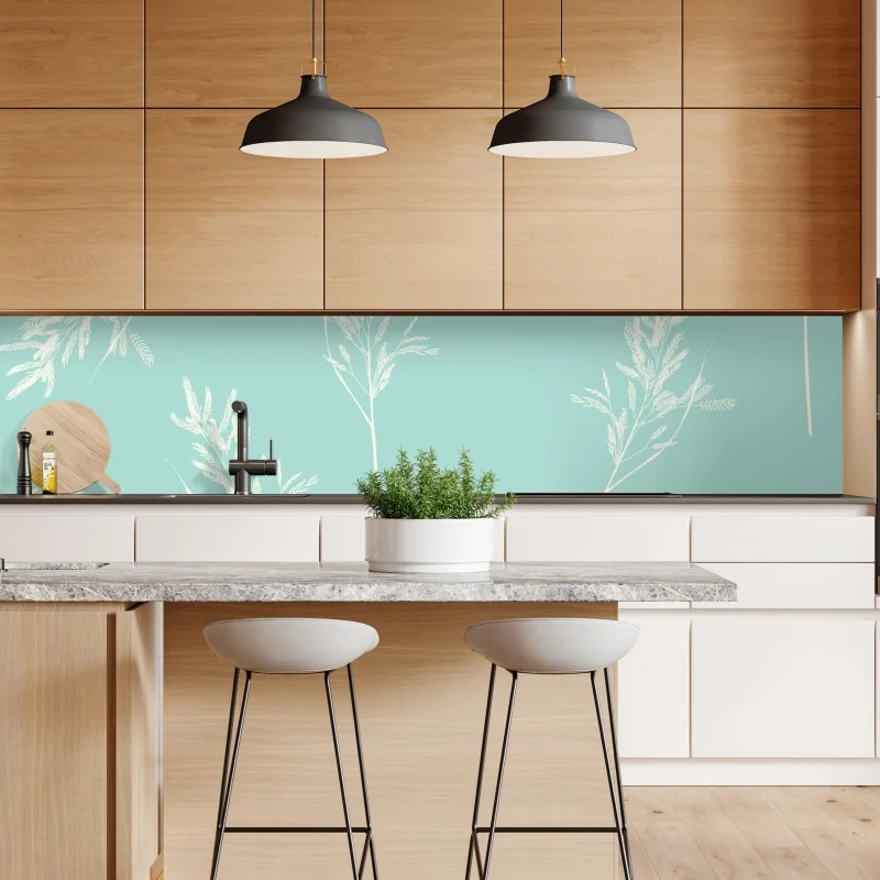 Naklejka repozycjonowalna delikatny turkusowy wzór botaniczny – Wallissimo® Naklejka repozycjonowalna delikatny turkusowy wzór botaniczny – Wallissimo®