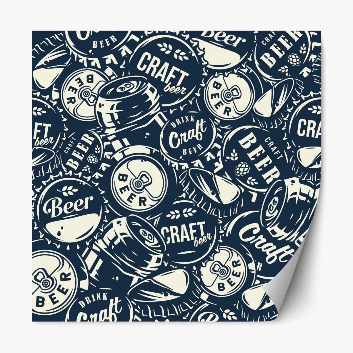 Repositionable sticker craft beer caps pattern