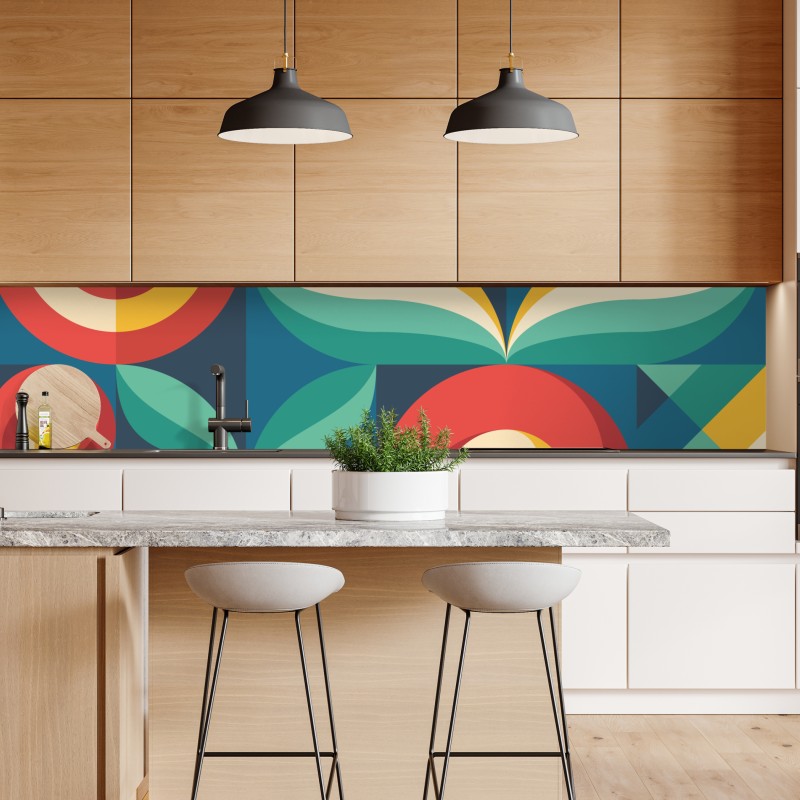 Naklejka repozycjonowalna żywy geometryczny motyw kwiatowy – Wallissimo® Naklejka repozycjonowalna żywy geometryczny motyw kwiatowy – Wallissimo®