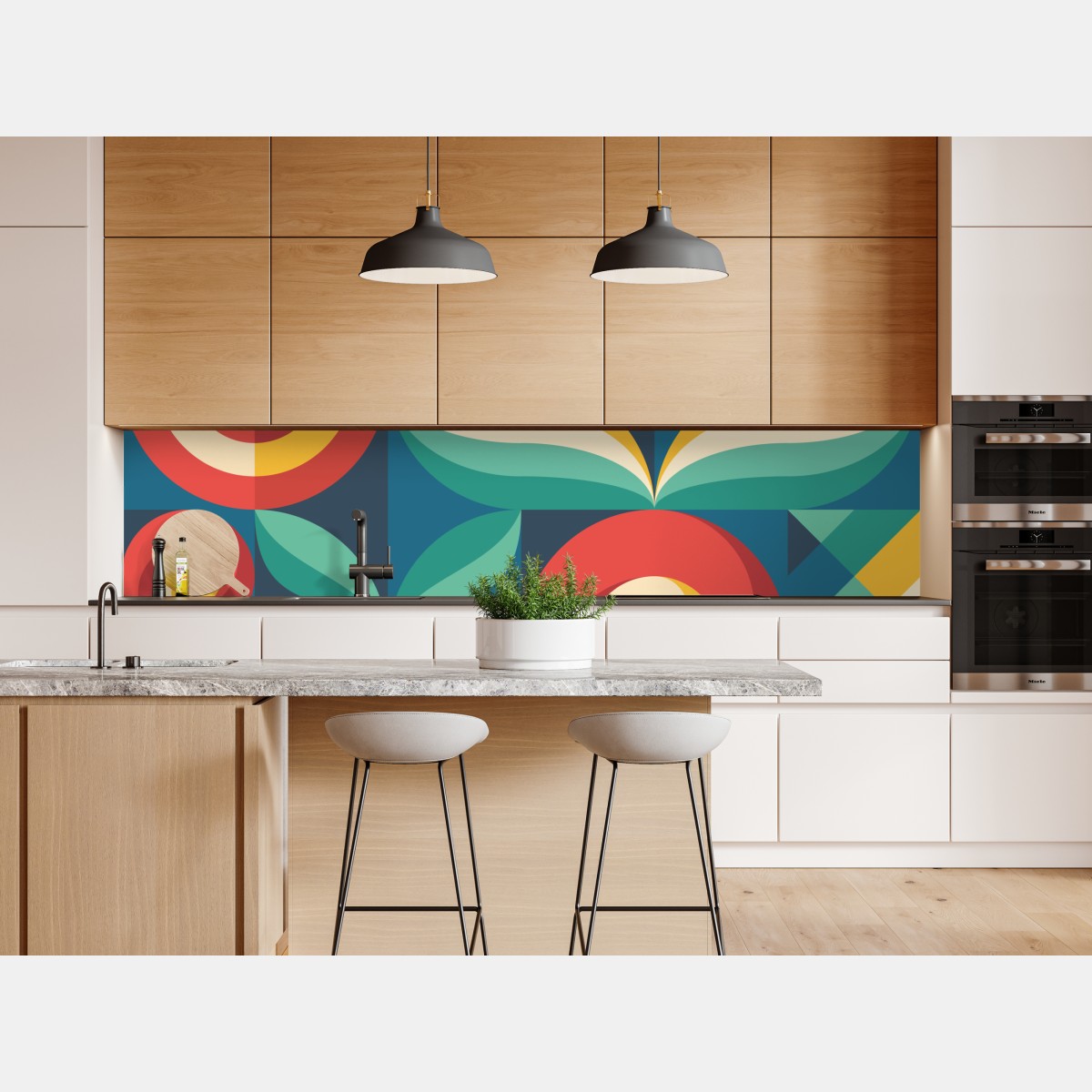 Naklejka repozycjonowalna żywy geometryczny motyw kwiatowy – Wallissimo® Naklejka repozycjonowalna żywy geometryczny motyw kwiatowy – Wallissimo®