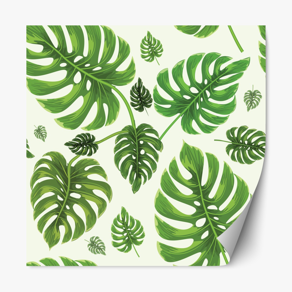 Repositionable sticker tropical monstera leaf pattern