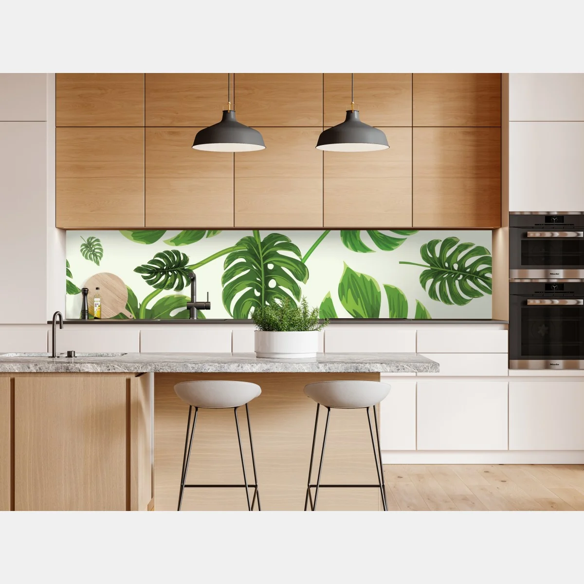 Naklejka repozycjonowalna wzór tropikalnych liści monstery – Wallissimo® Naklejka repozycjonowalna wzór tropikalnych liści monstery – Wallissimo®