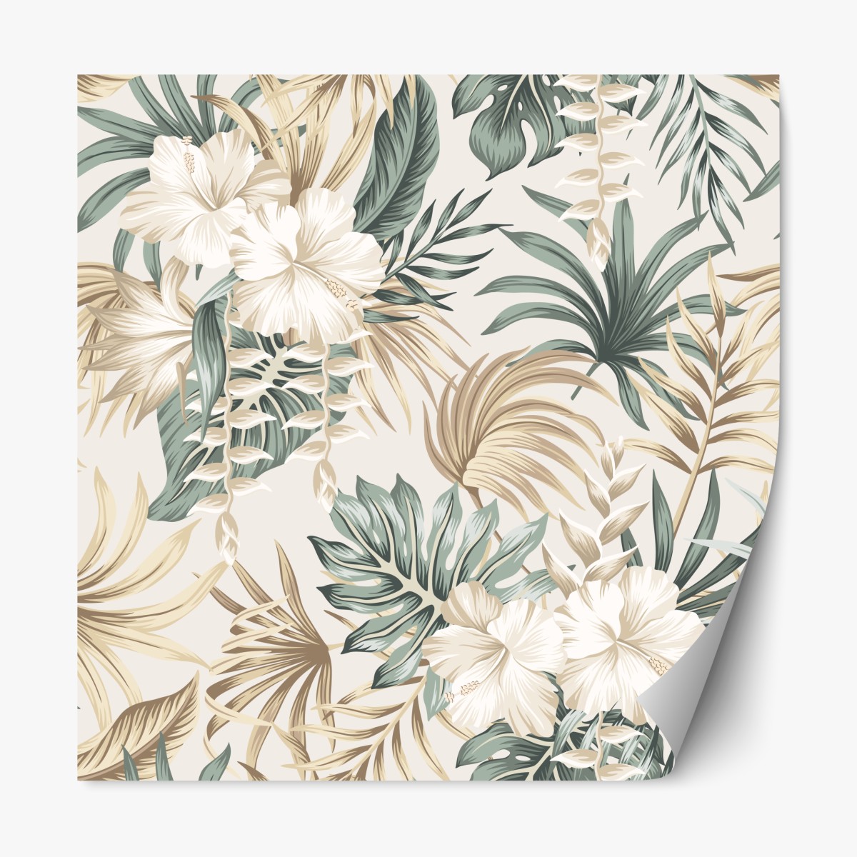 Repositionable sticker soft tropical hibiscus botanical print