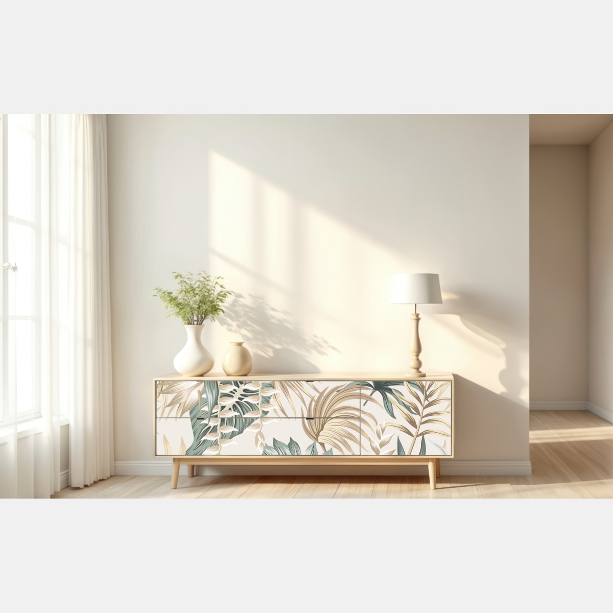 Naklejka repozycjonowalna delikatny tropikalny motyw hibiskusa – Wallissimo® Naklejka repozycjonowalna delikatny tropikalny motyw hibiskusa – Wallissimo®