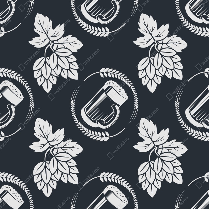 Naklejka repozycjonowalna wzór z piwem i chmielem – Wallissimo® Naklejka repozycjonowalna wzór z piwem i chmielem – Wallissimo®