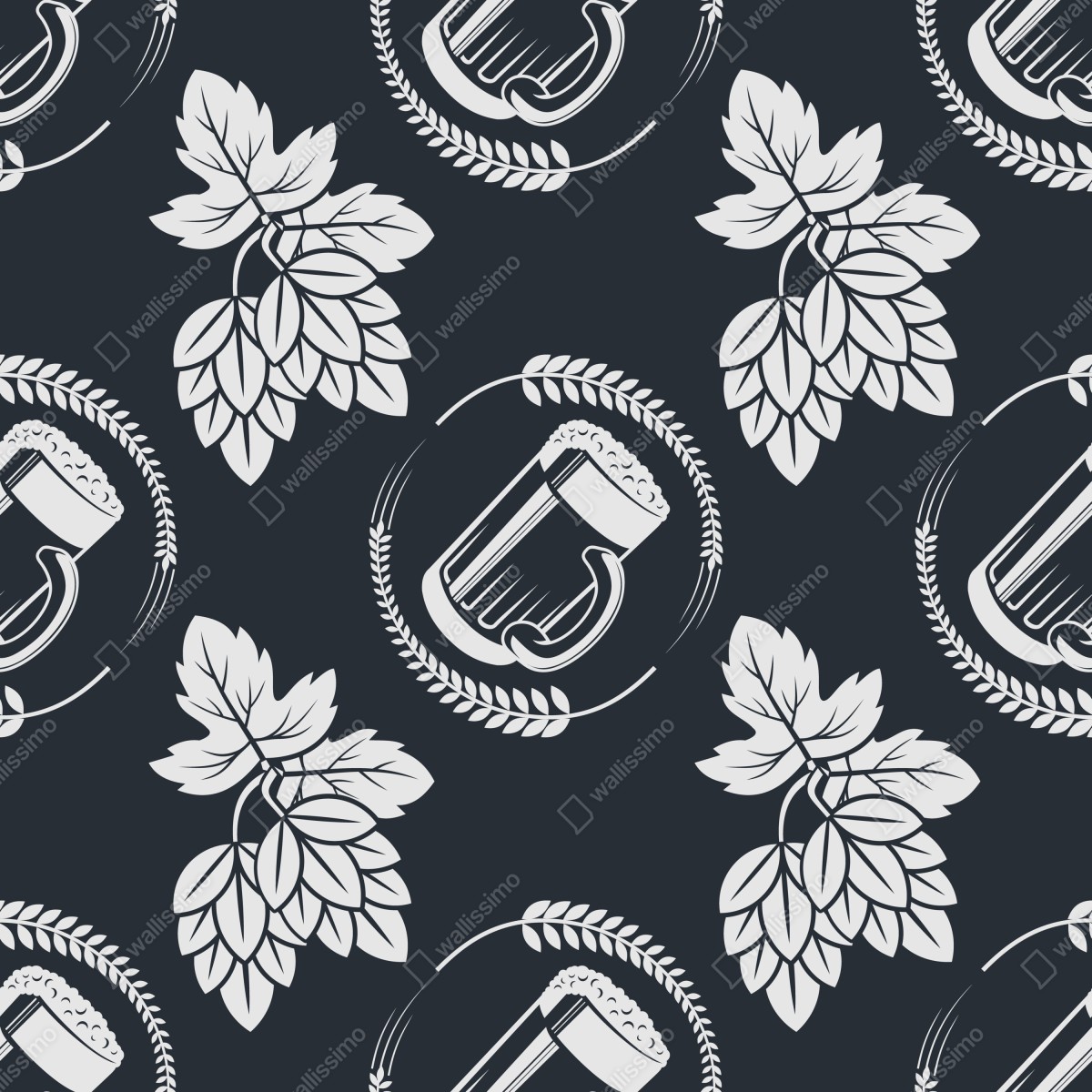 Naklejka repozycjonowalna wzór z piwem i chmielem – Wallissimo® Naklejka repozycjonowalna wzór z piwem i chmielem – Wallissimo®