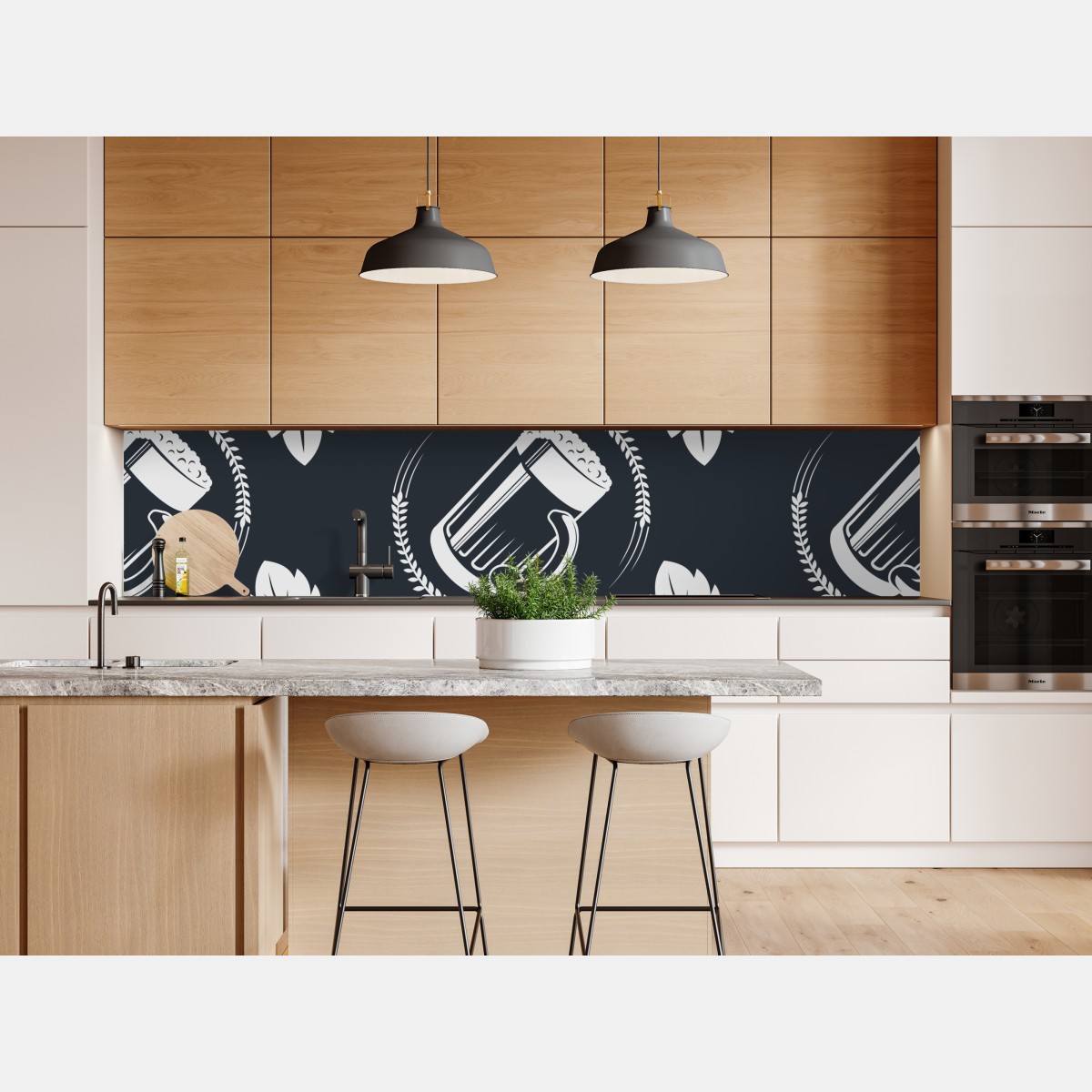 Naklejka repozycjonowalna wzór z piwem i chmielem – Wallissimo® Naklejka repozycjonowalna wzór z piwem i chmielem – Wallissimo®