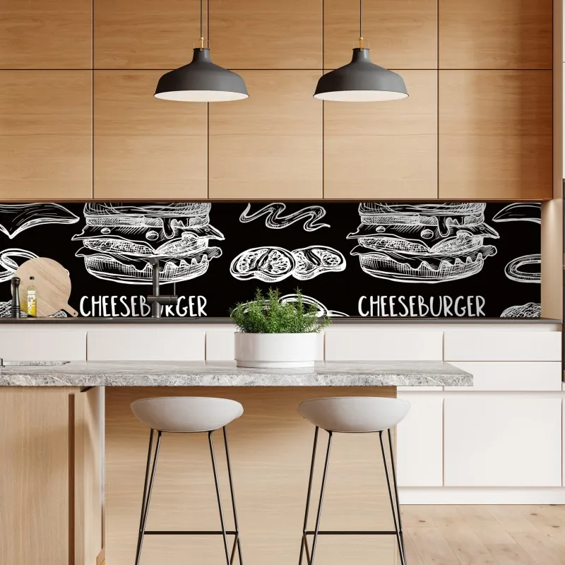 Naklejka repozycjonowalna turkusowe góry o złotych akcentach – Wallissimo®