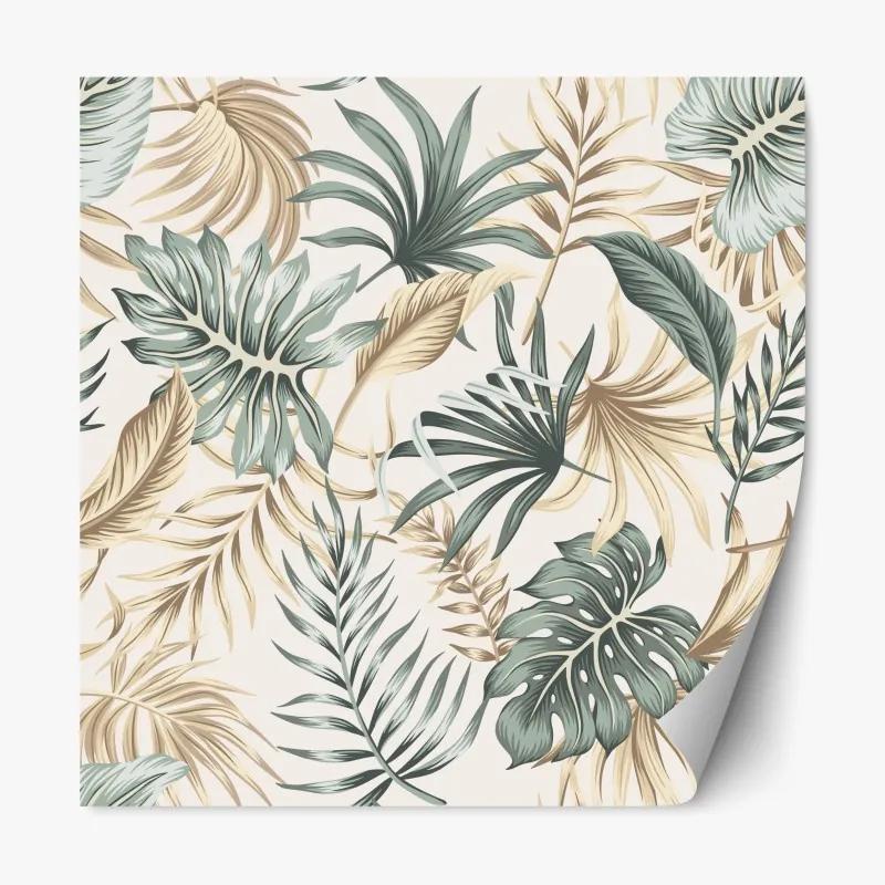 Naklejka repozycjonowalna turkusowy wzór kwitnącej wiśni i żurawia – Wallissimo®