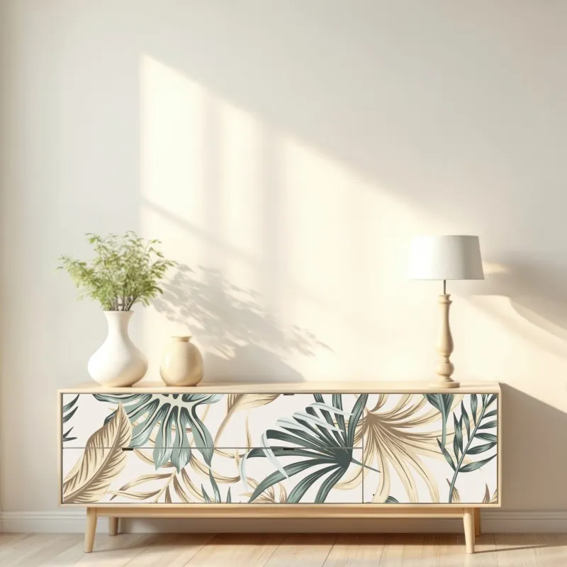 Naklejka repozycjonowalna turkusowy wzór kwitnącej wiśni i żurawia – Wallissimo®