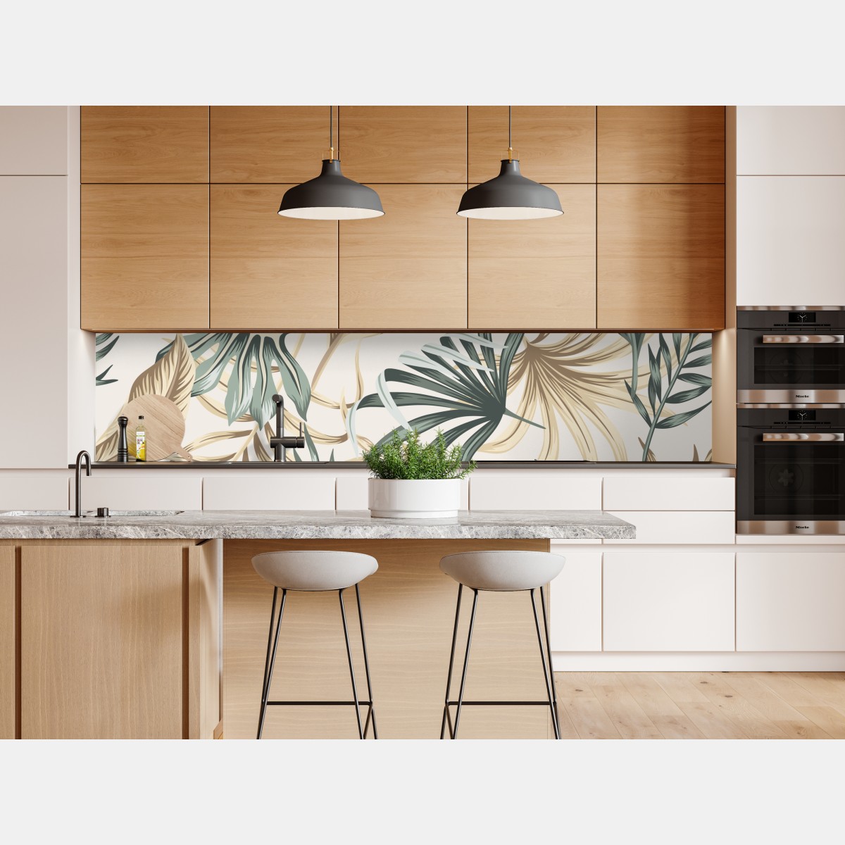 Naklejka repozycjonowalna tropikalny botaniczny wzór liści – Wallissimo® Naklejka repozycjonowalna tropikalny botaniczny wzór liści – Wallissimo®