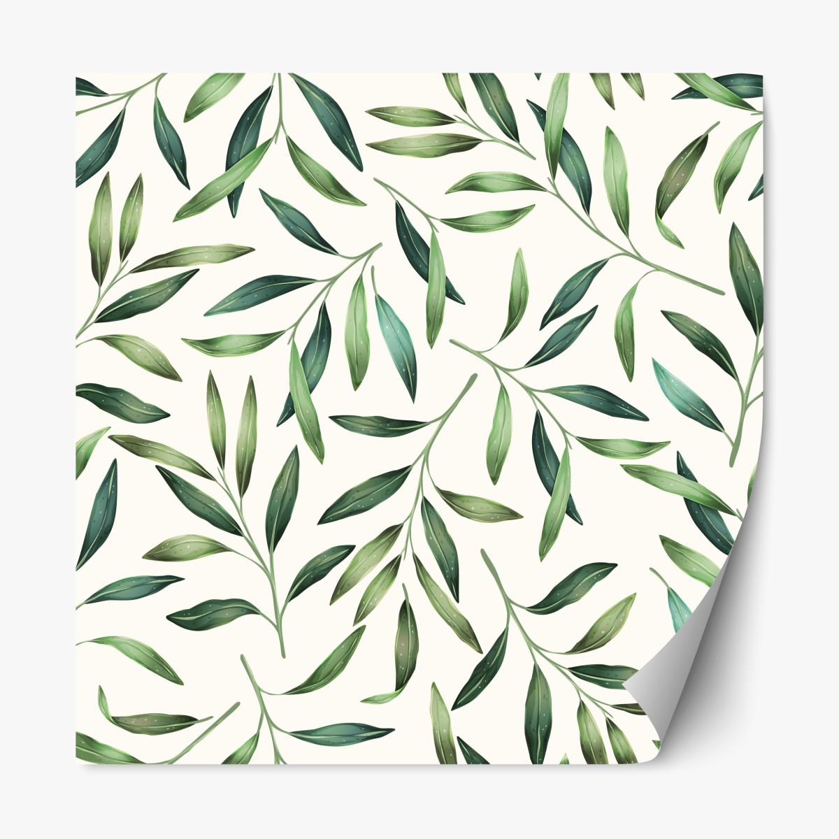 Repositionable sticker green watercolor foliage pattern