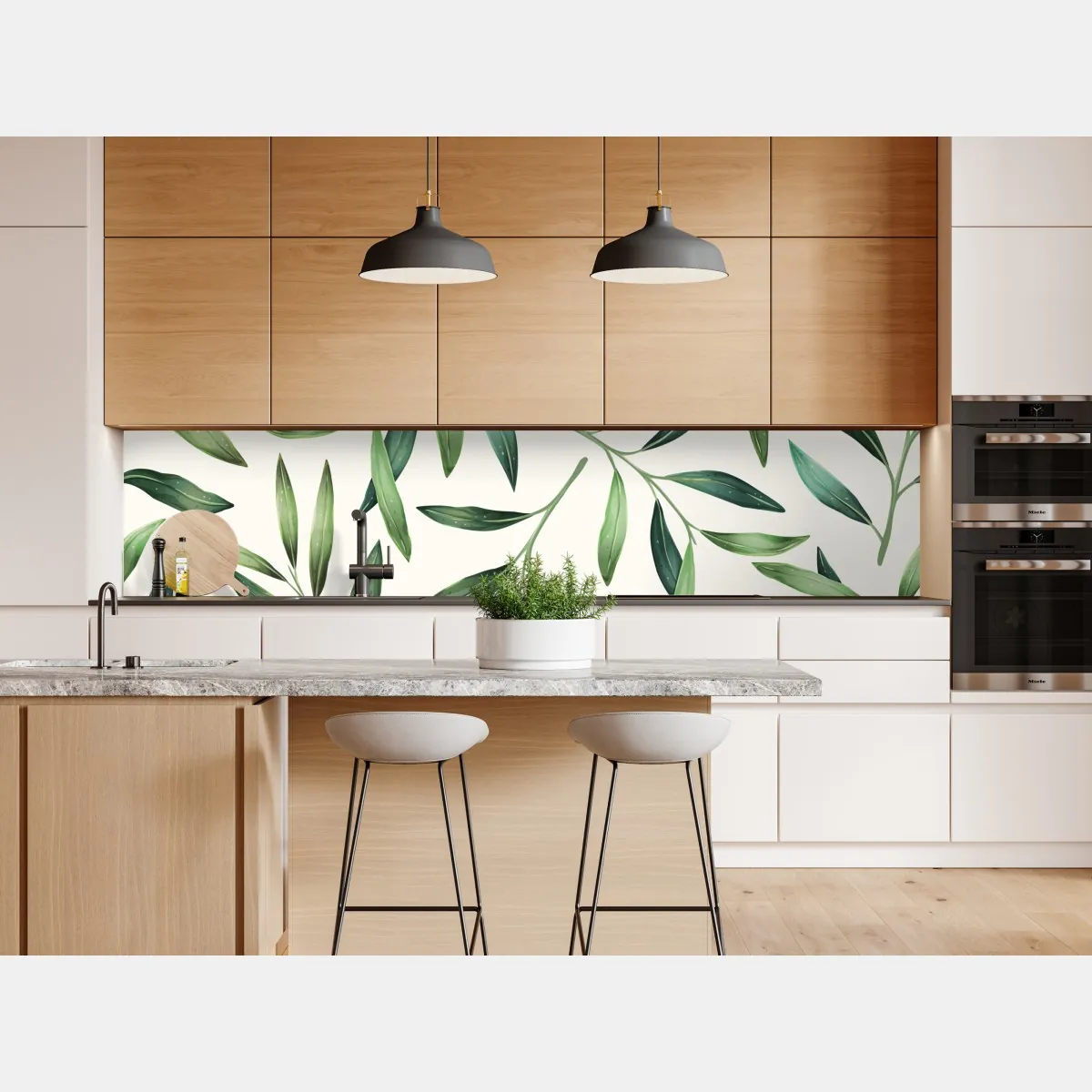 Naklejka repozycjonowalna zielony akwarelowy wzór liści – Wallissimo® Naklejka repozycjonowalna zielony akwarelowy wzór liści – Wallissimo®