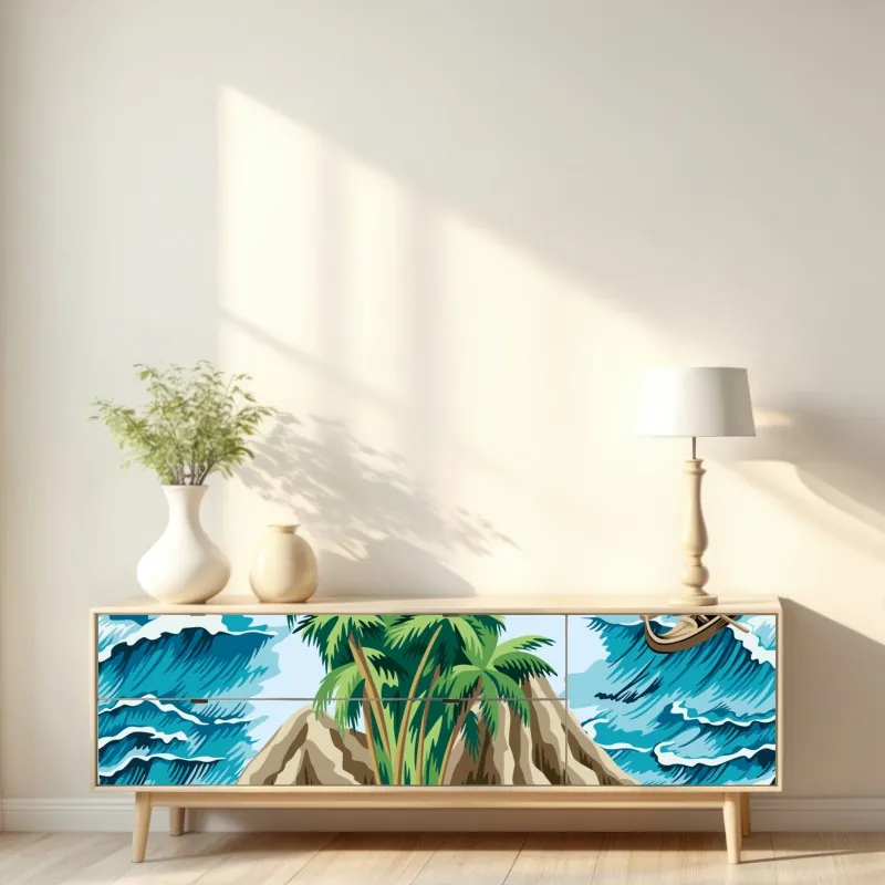 Naklejka repozycjonowalna akwarelowy wzór liści monstery – Wallissimo®