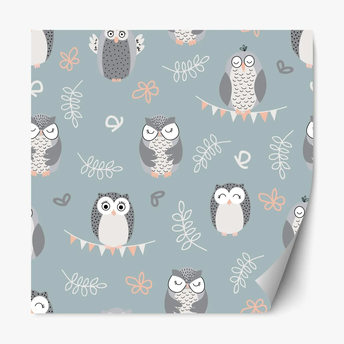 Naklejka repozycjonowalna urokliwy wzór z sowami do pokoju dziecięcego – Wallissimo® Naklejka repozycjonowalna urokliwy wzór z sowami do pokoju dziecięcego – Wallissimo®