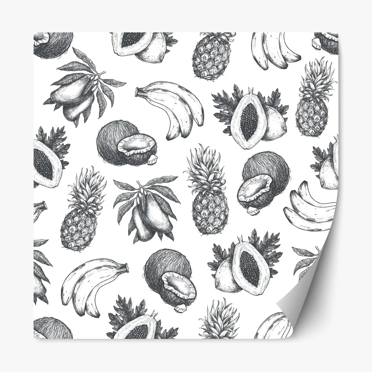 Naklejka repozycjonowalna ręcznie rysowany wzór tropikalnych owoców – Wallissimo® Naklejka repozycjonowalna ręcznie rysowany wzór tropikalnych owoców – Wallissimo®