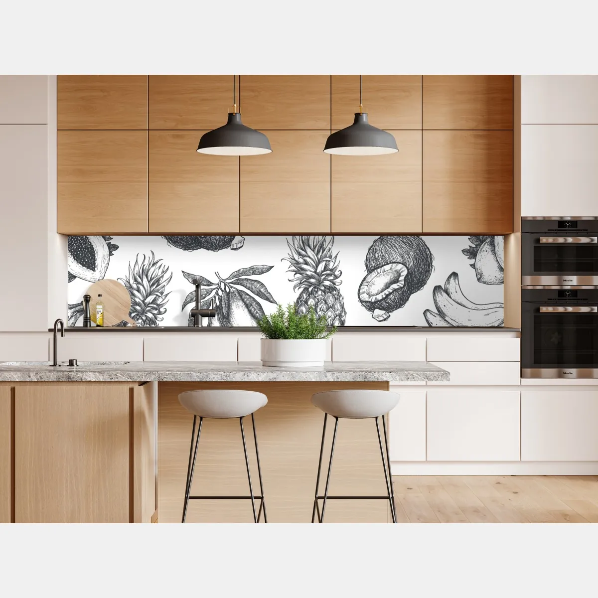 Naklejka repozycjonowalna ręcznie rysowany wzór tropikalnych owoców – Wallissimo® Naklejka repozycjonowalna ręcznie rysowany wzór tropikalnych owoców – Wallissimo®