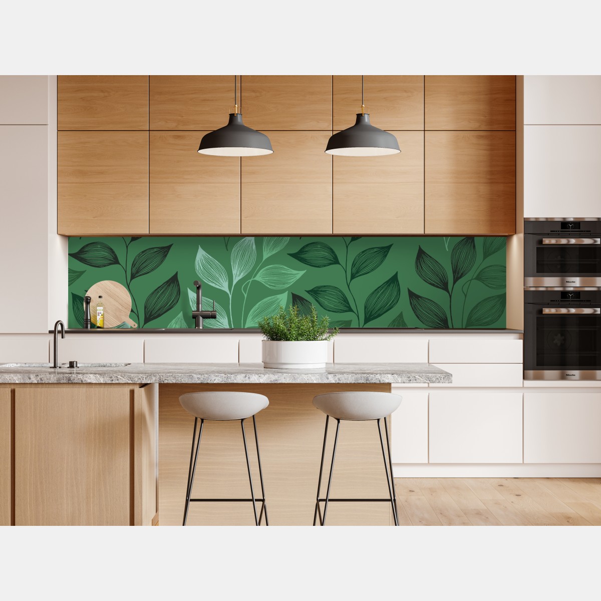 Naklejka repozycjonowalna zielony botaniczny wzór liści – Wallissimo® Naklejka repozycjonowalna zielony botaniczny wzór liści – Wallissimo®