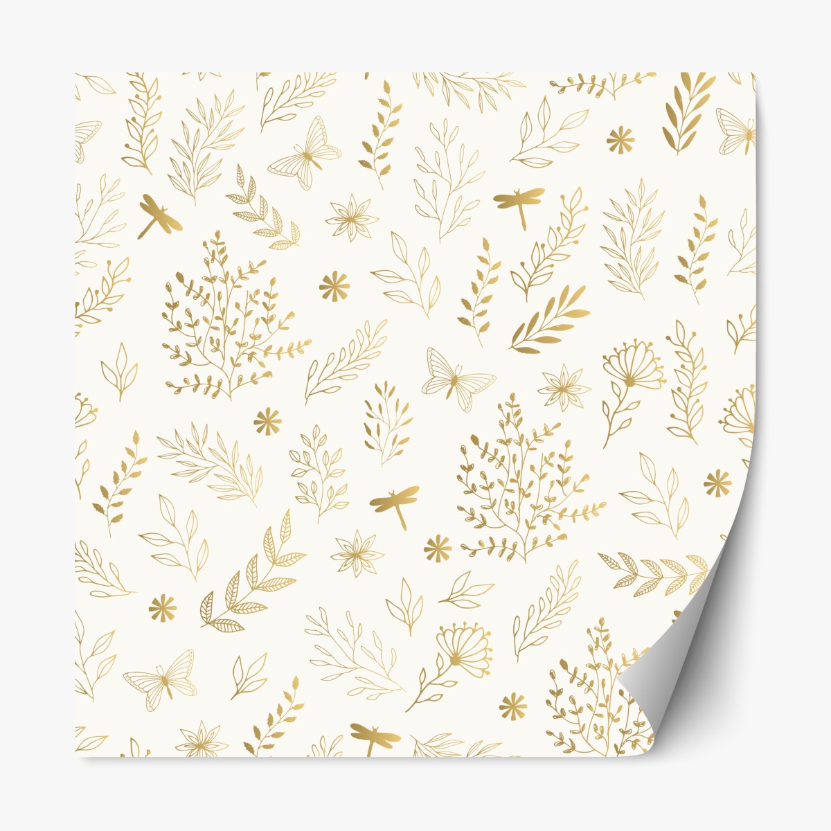 Repositionable sticker golden botanical seamless pattern