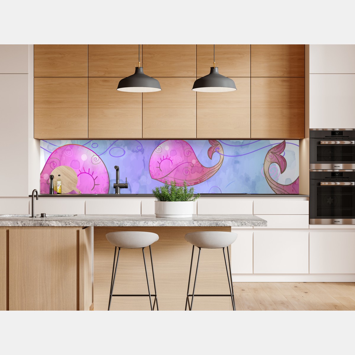 Naklejka repozycjonowalna akwarelowy wzór z wielorybami do pokoju dziecięcego – Wallissimo® Naklejka repozycjonowalna akwarelowy wzór z wielorybami do pokoju dziecięcego – Wallissimo®