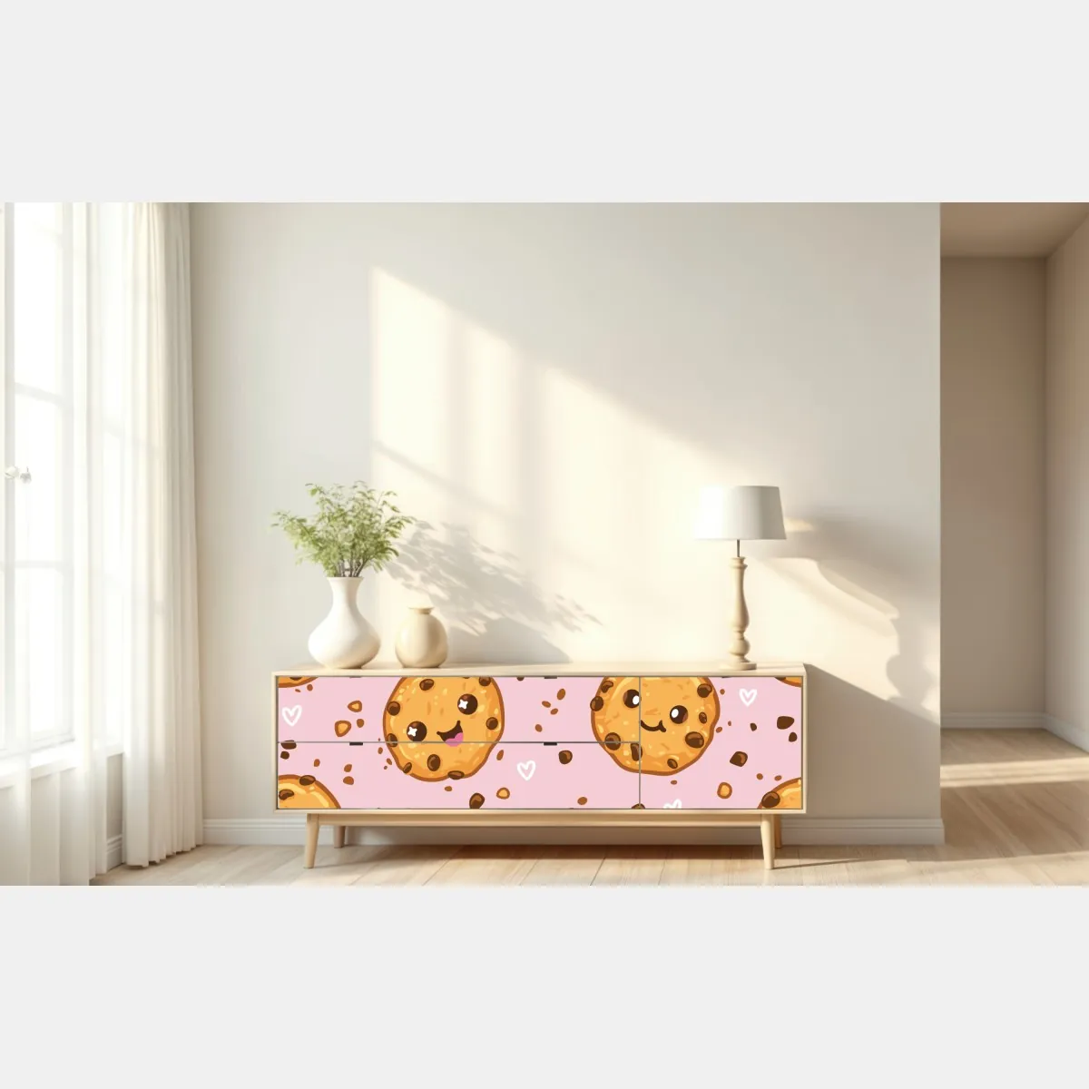 Naklejka repozycjonowalna uroczy wzór ciasteczek kawaii na różowym tle – Wallissimo® Naklejka repozycjonowalna uroczy wzór ciasteczek kawaii na różowym tle – Wallissimo®