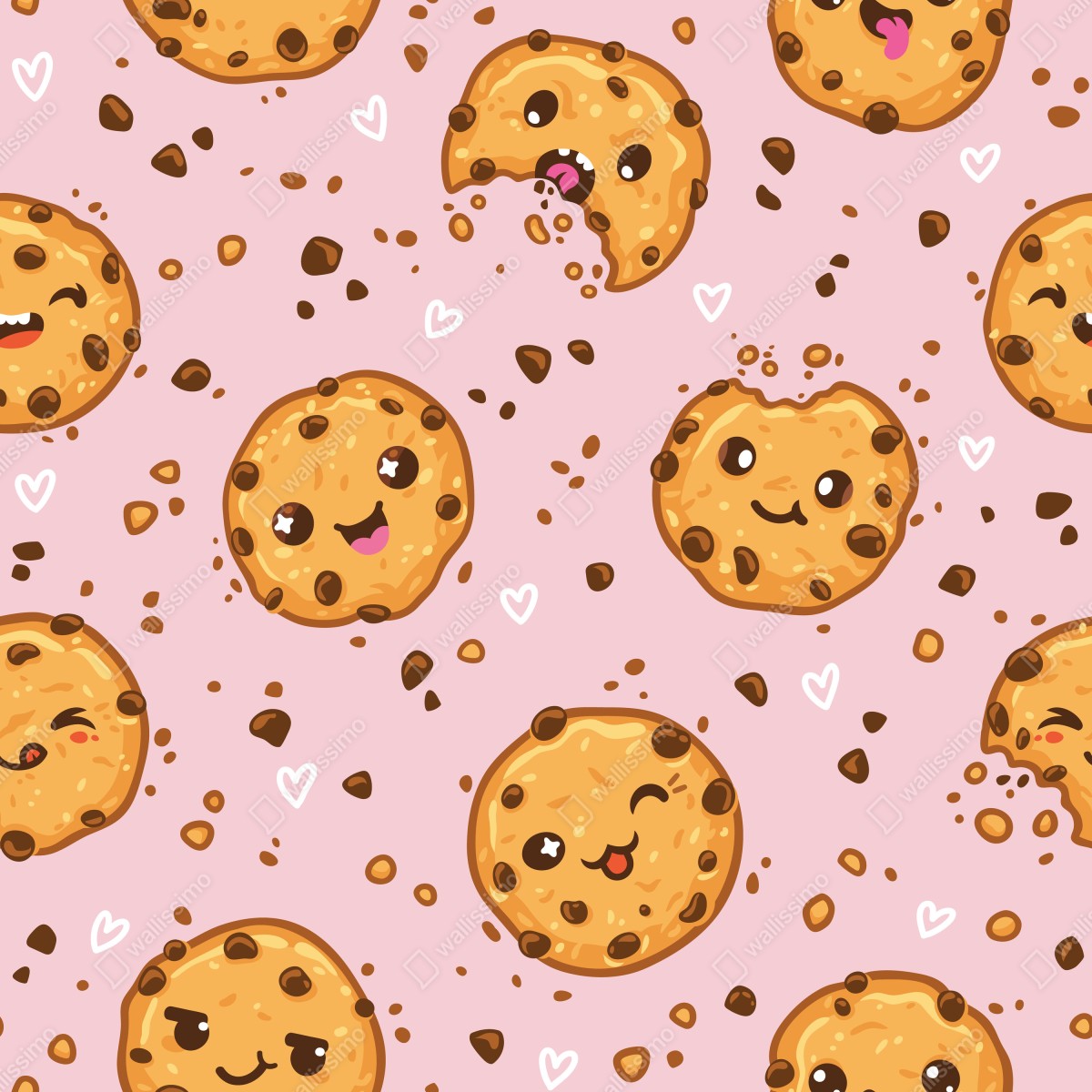 Naklejka repozycjonowalna uroczy wzór ciasteczek kawaii na różowym tle – Wallissimo® Naklejka repozycjonowalna uroczy wzór ciasteczek kawaii na różowym tle – Wallissimo®