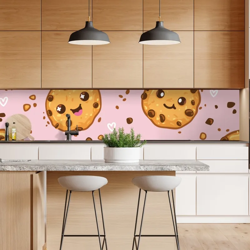 Naklejka repozycjonowalna uroczy wzór ciasteczek kawaii na różowym tle – Wallissimo® Naklejka repozycjonowalna uroczy wzór ciasteczek kawaii na różowym tle – Wallissimo®