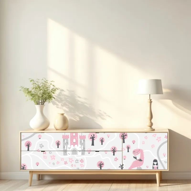 Naklejka repozycjonowalna pastelowa mapa baśniowa – Wallissimo® Naklejka repozycjonowalna pastelowa mapa baśniowa – Wallissimo®