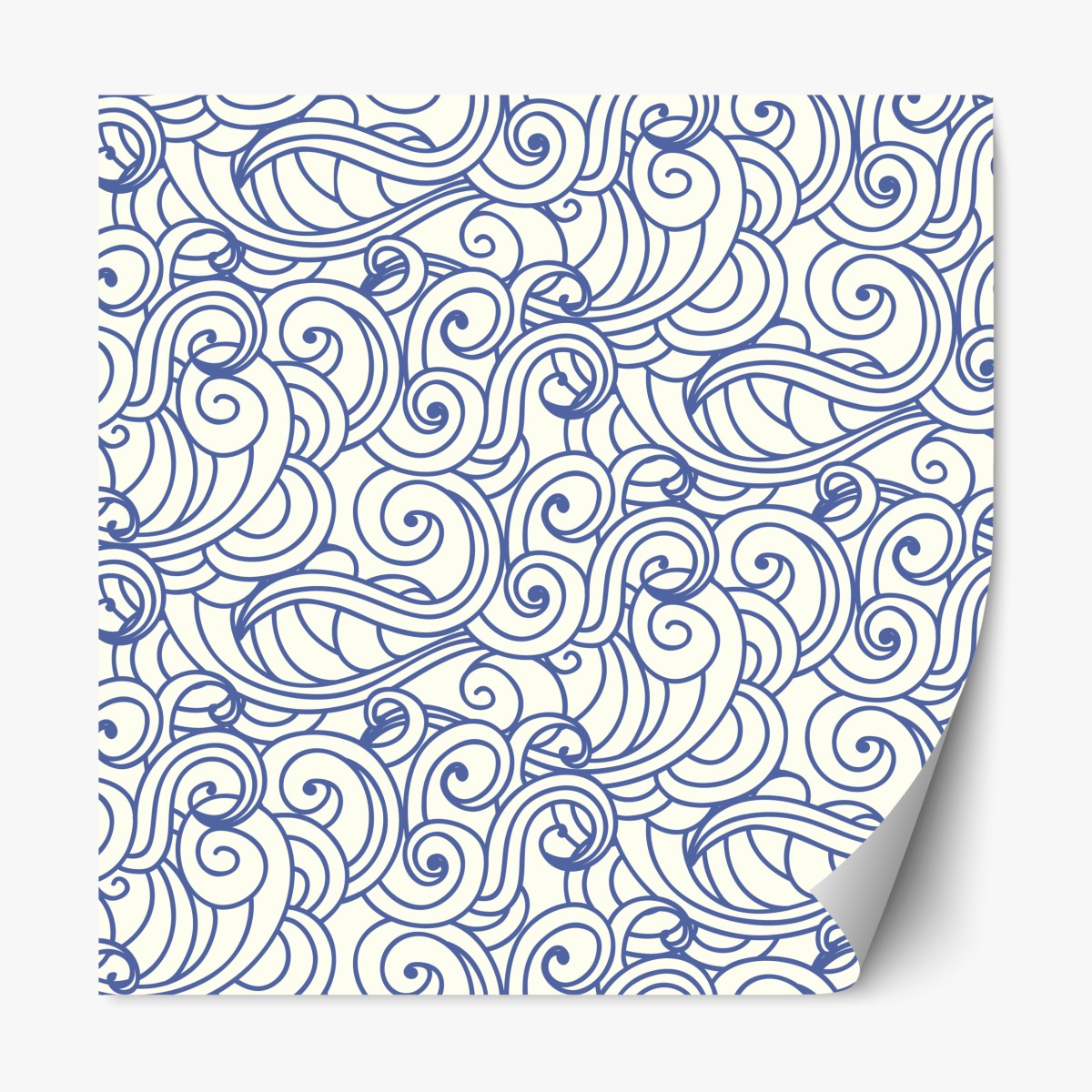Repositionable sticker blue swirl seamless pattern