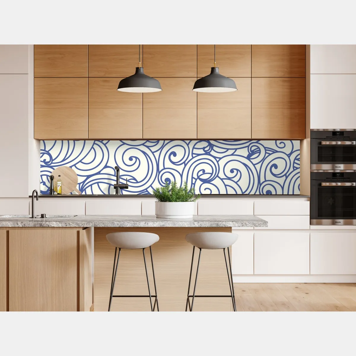 Naklejka repozycjonowalna niebieski wzór ze spiralami – Wallissimo® Naklejka repozycjonowalna niebieski wzór ze spiralami – Wallissimo®