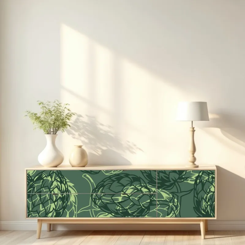 Naklejka repozycjonowalna złoty wzór liści na białym tle – Wallissimo®