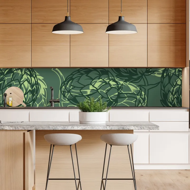 Naklejka repozycjonowalna zielony wzór szyszek chmielu – Wallissimo® Naklejka repozycjonowalna zielony wzór szyszek chmielu – Wallissimo®