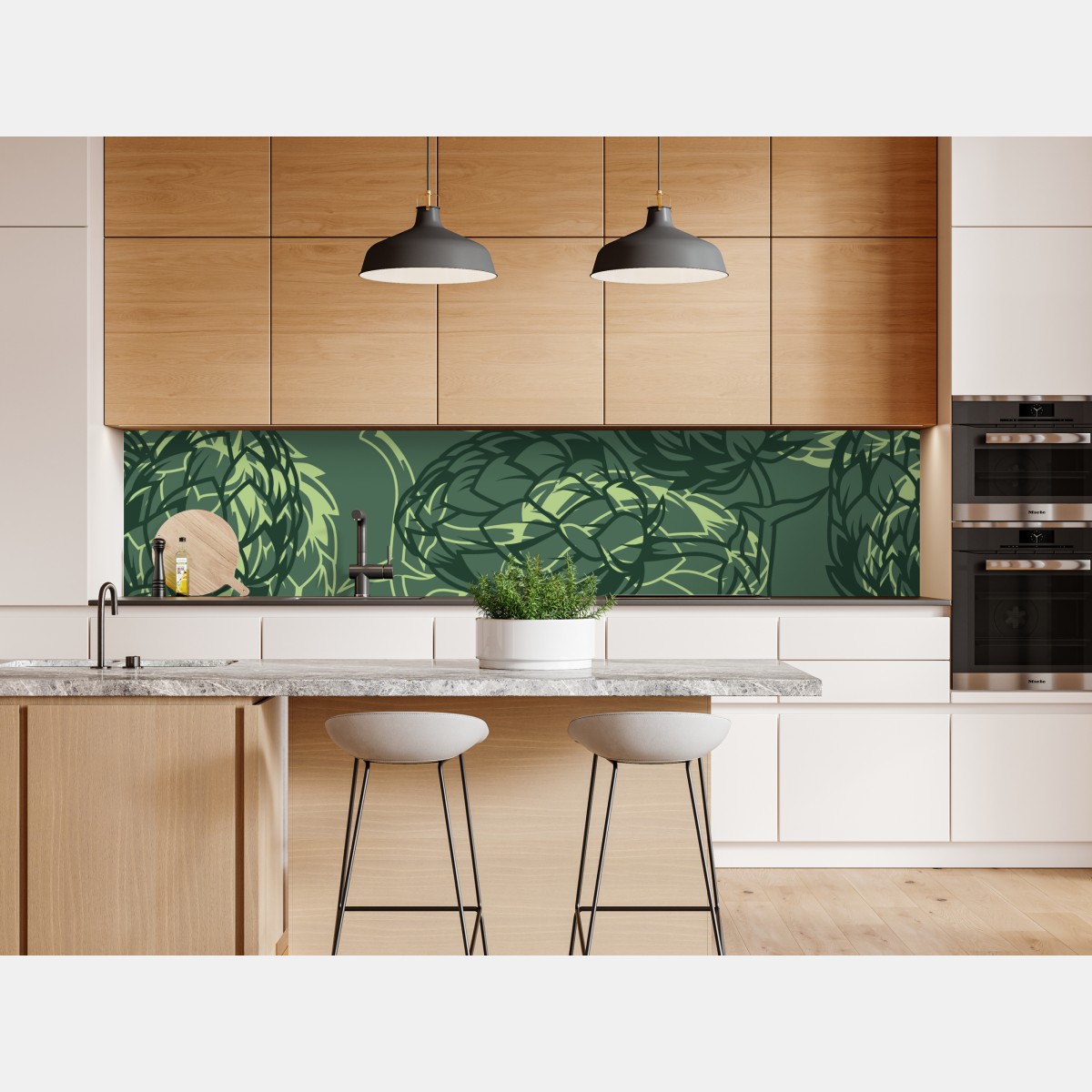 Naklejka repozycjonowalna zielony wzór szyszek chmielu – Wallissimo® Naklejka repozycjonowalna zielony wzór szyszek chmielu – Wallissimo®