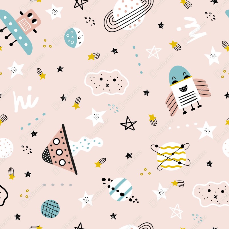 Naklejka repozycjonowalna zabawny pastelowy wzór kosmiczny dla dzieci – Wallissimo® Naklejka repozycjonowalna zabawny pastelowy wzór kosmiczny dla dzieci – Wallissimo®