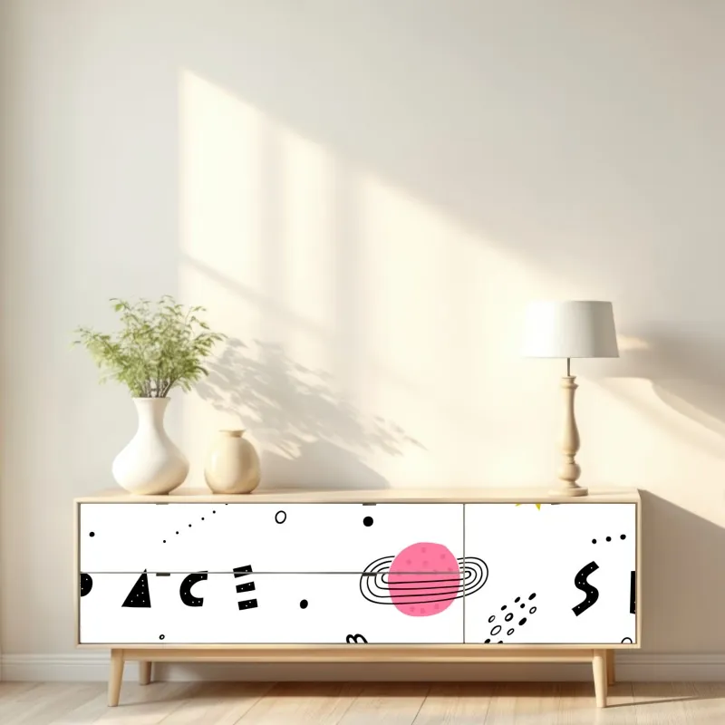 Naklejka repozycjonowalna zabawny wzór z planetami i gwiazdami – Wallissimo® Naklejka repozycjonowalna zabawny wzór z planetami i gwiazdami – Wallissimo®