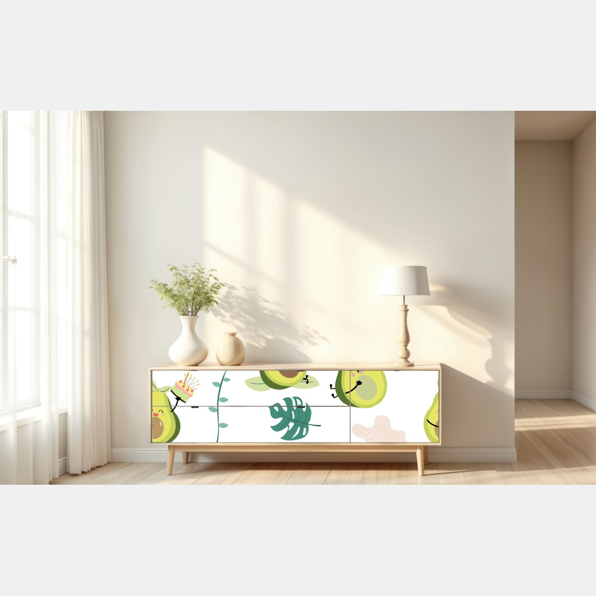 Naklejka repozycjonowalna wesoły wzór z awokado – Wallissimo® Naklejka repozycjonowalna wesoły wzór z awokado – Wallissimo®