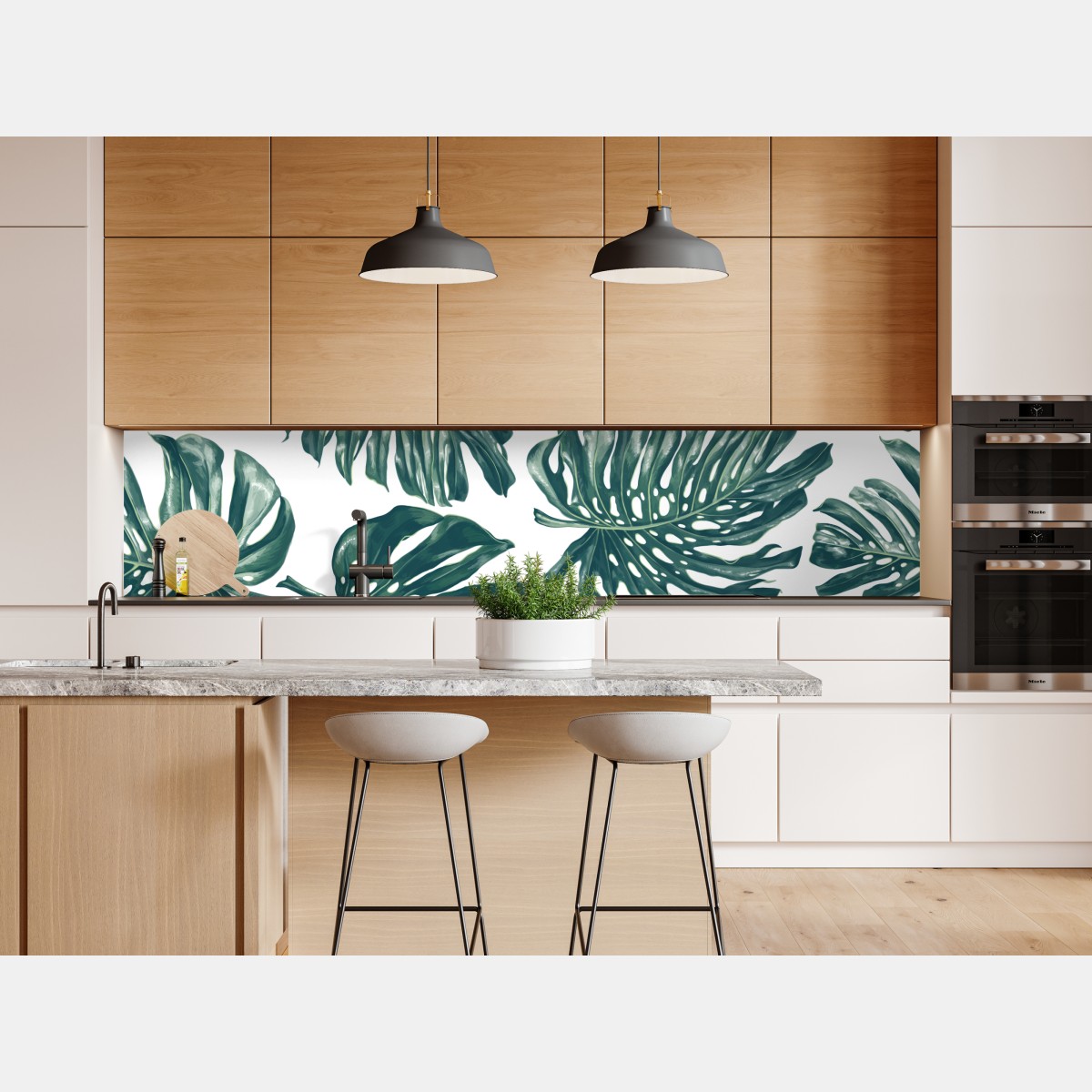 Naklejka repozycjonowalna wzór botaniczny liści monstery – Wallissimo® Naklejka repozycjonowalna wzór botaniczny liści monstery – Wallissimo®