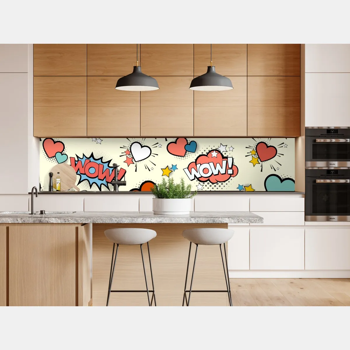 Naklejka repozycjonowalna pop art komiksowe serca i dymki – Wallissimo® Naklejka repozycjonowalna pop art komiksowe serca i dymki – Wallissimo®