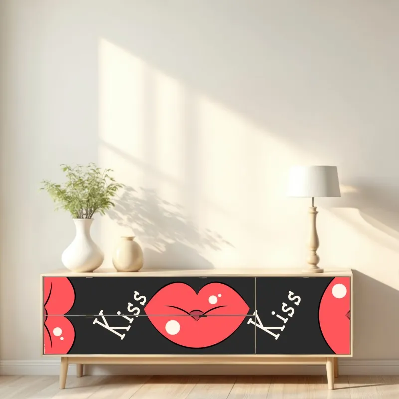 Naklejka repozycjonowalna zabawny wzór różowych ust – Wallissimo® Naklejka repozycjonowalna zabawny wzór różowych ust – Wallissimo®