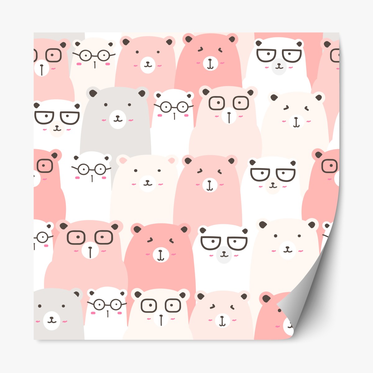 Repositionable sticker pastel bear pattern nursery art