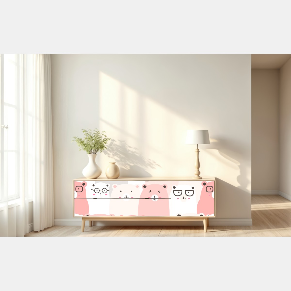 Naklejka repozycjonowalna pastelowy wzór z misiami do pokoju dziecięcego – Wallissimo® Naklejka repozycjonowalna pastelowy wzór z misiami do pokoju dziecięcego – Wallissimo®