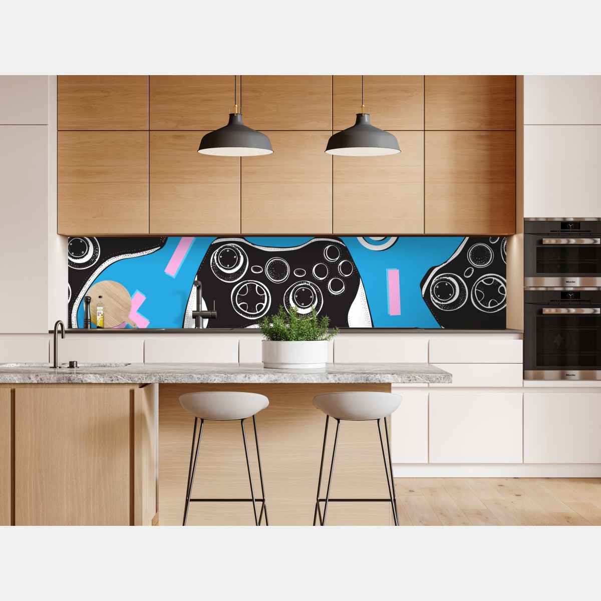 Naklejka repozycjonowalna wzór padów do gier na niebieskim tle – Wallissimo® Naklejka repozycjonowalna wzór padów do gier na niebieskim tle – Wallissimo®