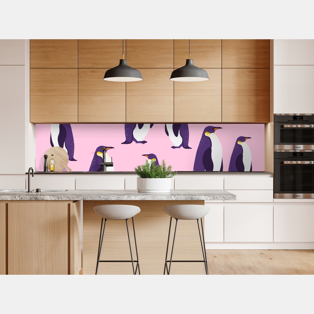 Naklejka repozycjonowalna zabawny wzór z fioletowymi pingwinami na różowym tle – Wallissimo® Naklejka repozycjonowalna zabawny wzór z fioletowymi pingwinami na różowym tle – Wallissimo®