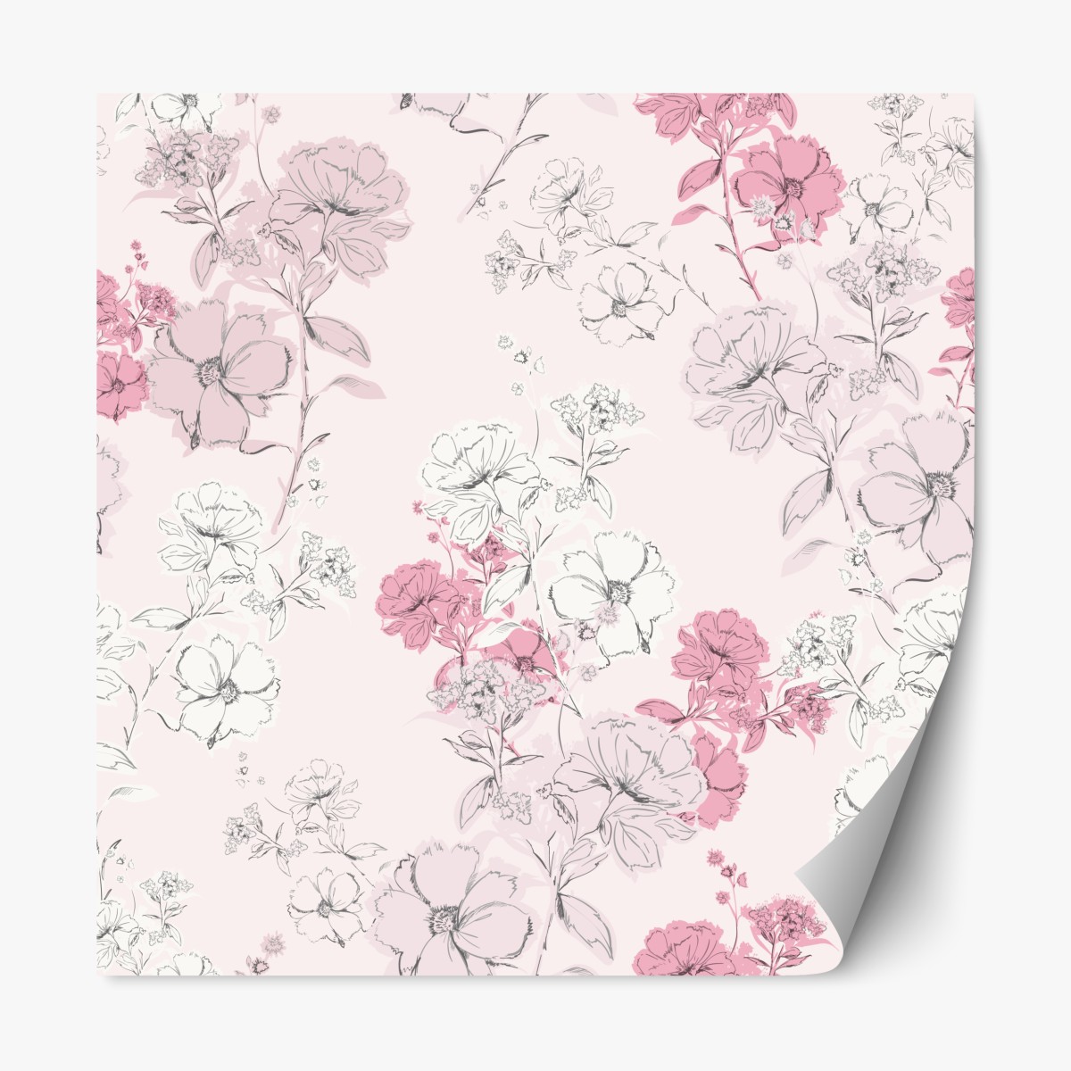 Repositionable sticker soft pink floral pattern