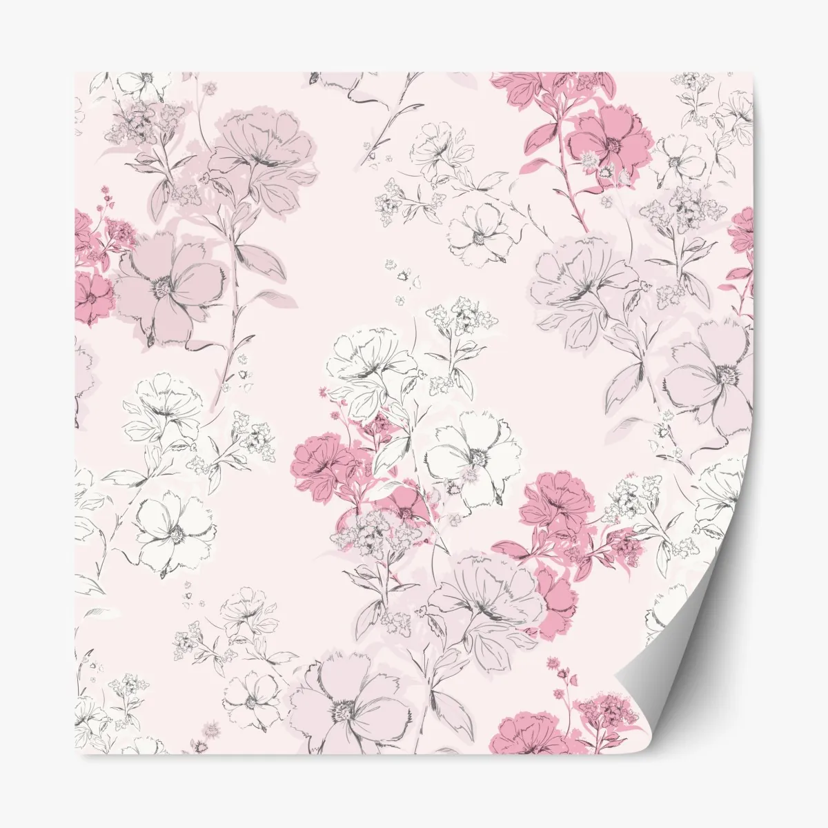 Naklejka repozycjonowalna delikatny różowy wzór kwiatowy – Wallissimo® Naklejka repozycjonowalna delikatny różowy wzór kwiatowy – Wallissimo®